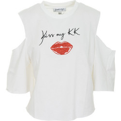 KENDALL + KYLIE W 344210 KISS MY LIPS T-SHIRT - KKW.1S1.042.010-WHT WHITE