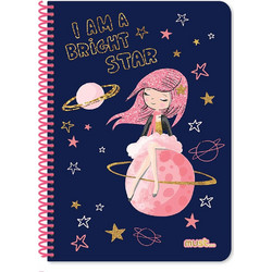 Must I Am A Bright Star Σπιράλ Τετράδιο Ριγέ A4 60 Φύλλων 2 Θεμάτων Μωβ 584234