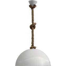 Heronia Lighting Κρεμαστό Φωτιστικό Οροφής με Σχοινί Μονόφωτο Λευκό Sfera-36 1/L 31-0942