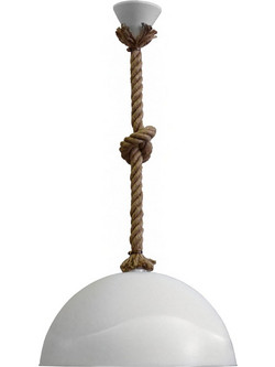 Heronia Lighting Κρεμαστό Φωτιστικό Οροφής με Σχοινί Μονόφωτο Λευκό Sfera-36 1/L 31-0942