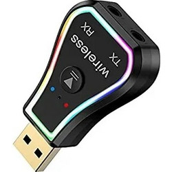 USB Bluetooth Audio Transmitter Receiver 5.0 EDR Color LED Backlight 3 σε 1 QTR31