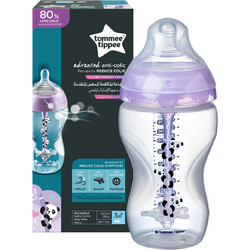 Tommee Tippee Advanced Σετ Πλαστικά Μπιμπερό με Θηλή Σιλικόνης κατά των Κολικών 3m+ Purple 340ml