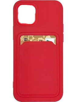 Θήκη Σιλικόνης Με Υποδοχή Κάρτας Για Apple iPhone 12 Mini 5,4'' Κόκκινο