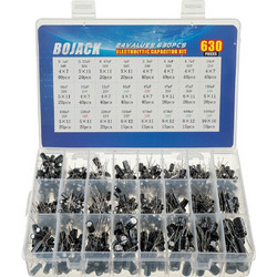 BOJACK 24Value Aluminum Electrolytic Capacitor Assortment Box Kit Range 0.1uF-1000uF (630pcs)