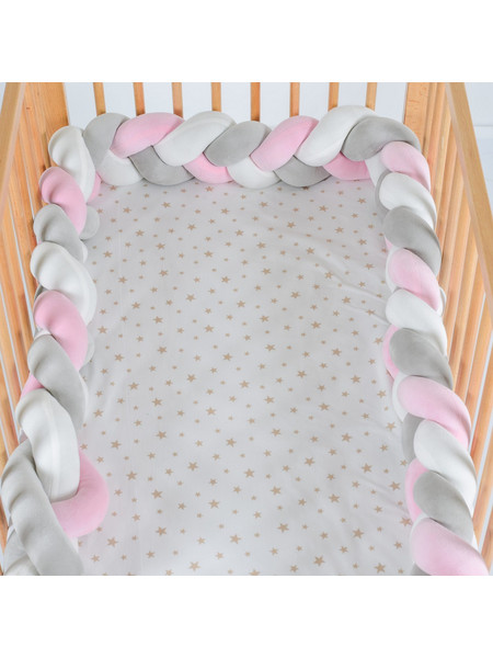 Cangaroo Πάντα Κούνιας Πλεξούδα Braidy Ροζ 13x220cm