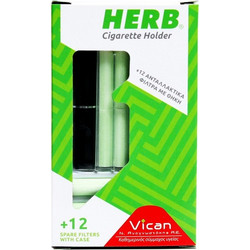 Vican Herb Cigarette Holder Συσκευή Πίπα, Χρώμα Μαύρο, με 12 Ανταλλακτικά Φίλτρα
