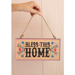 Επιγραφή Καλωσορίσματος από Ξύλο Bless this Home 25.4x12.7cm