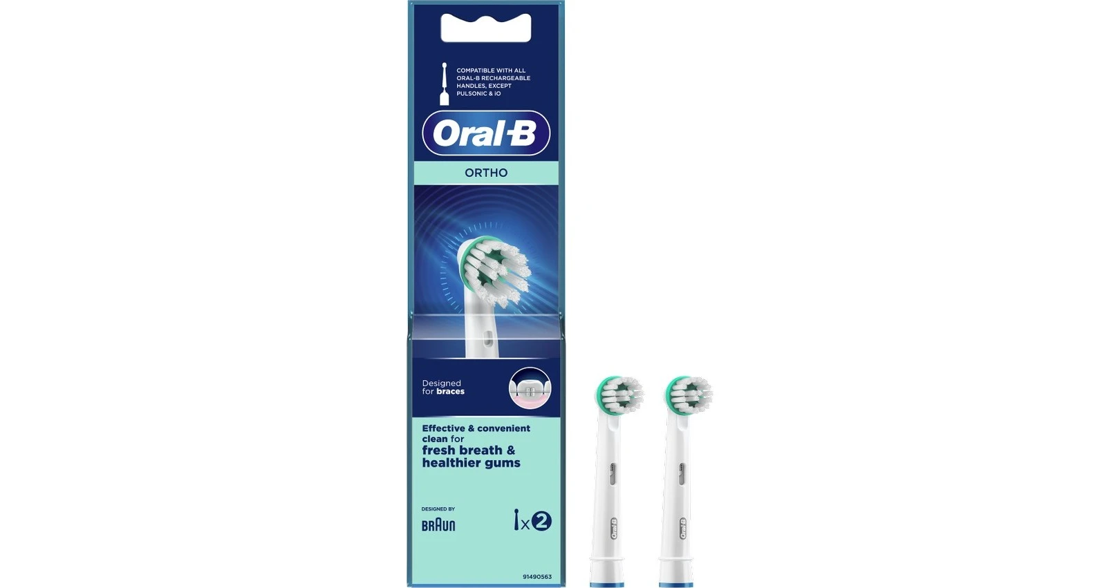 OralB Ortho Care Essentials Ανταλλακτικές Κεφαλές Ηλεκτρικής Οδοντόβουρτσας 2τμχ BestPrice.gr