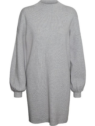 Vero Moda Mini Καθημερινό Φόρεμα Πλεκτό Γκρι 10249116