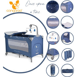 Cangaroo Once Upon a Time L3 Παρκοκρέβατο 2 Επίπεδων με Στρώμα Δίχτυ & Αλλαξιέρα Μπλε