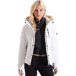 Superdry Fuji Γυναικείο Μπουφάν Χειμωνιάτικο Puffer Κοντό Λευκό W5010369A-04C