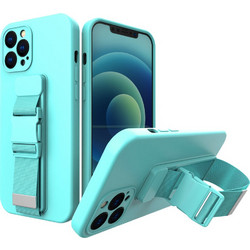 Rope case gel case with a chain lanyard bag lanyard iPhone 12 mini light blue