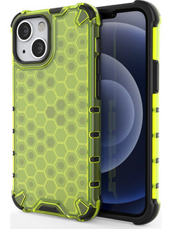 Honeycomb Case armor cover with TPU Bumper for iPhone 13 mini green