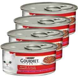 Purina Gourmet Adult with Beef, Liver & Vegetables in Gravy 4x195gr