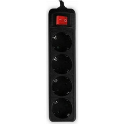 Πολύπριζο Lamtech (LAM023725) 1.5m, x4 με Διακόπτη - Μαύρο LAM023725