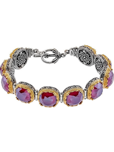 Βραχιόλι Anastasios Creations ασήμι 925 με κόκκινα Swarovski 10x10mm FB539