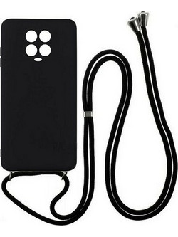 Colored Silicone Cord Case Για Xiaomi Redmi Note 9S / 9 Pro / 9 Pro Max με Κορδόνι Back Cover - Μαύρο