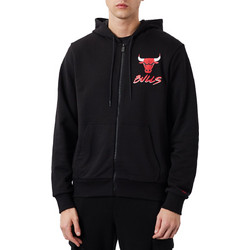 New Era NBA Script Chicago Bulls Ανδρική Ζακέτα Φούτερ με Κουκούλα και Φερμουάρ Μαύρη 60284698-001