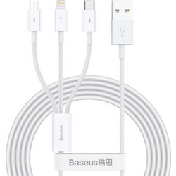 USB cable 3in1 Baseus Superior Series, USB to micro USB / USB-C / Lightning, 3.5A, 1.5m (white)