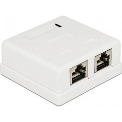POWERTECH επιτοίχια πρίζα δικτύου CAB-N130, 2 θυρών, Cat.6 UTP, λευκή