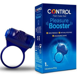Control Feel Make Feel Pleasure Booster Vibrating Ring Ελαστικό Δαχτυλίδι Πέους Σιλικόνης με Δόνηση 2.5cm Μπλε