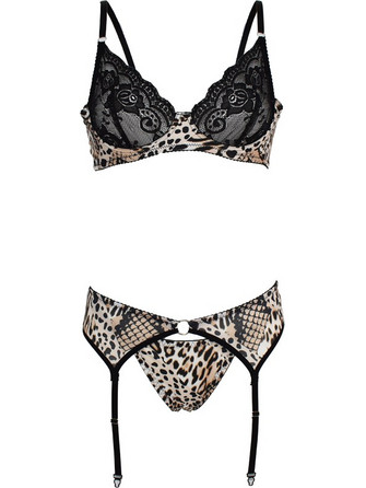 Γυναικείο lingerie Set με ζαρτιέρες Revolution animal print