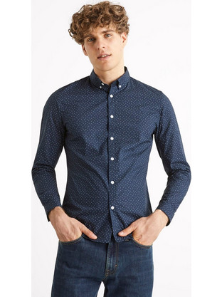 Celio Ανδρικό Πουκάμισο Μακρυμάνικο CAOP Blue