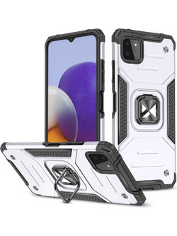 Wozinsky Ring Armor Kickstand Tough Rugged Back Cover Silver (Samsung Galaxy A22 4G)