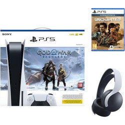 Sony PlayStation 5 & God Of War Ragnarok & Uncharted Legacy Of Thieves Collection & Sony Pulse 3D