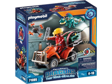 Playmobil Dragons The Nine Realms Phil με Τετράτροχη Μοτοσικλέτα ATV για 4-10 Ετών 71085