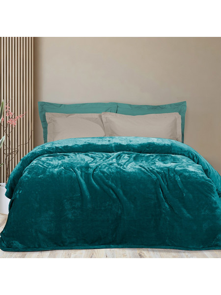 Κουβέρτα βελούδινη διπλή 220x240cm deluxe Joli 3800gr Πετρόλ