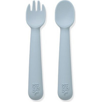 Interbaby Σετ Βρεφικό Πιρούνι & Κουτάλι Σιλικόνης 6m+ Blue 2τμχ
