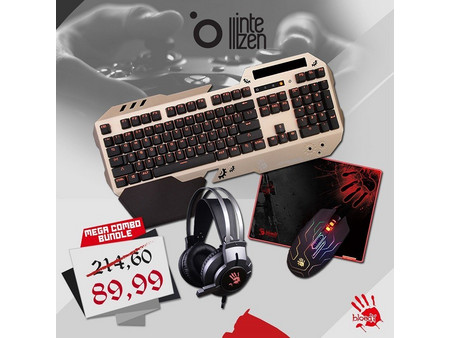 Bloody Mega Μηχανικό Σετ Gaming Πληκτρολόγιο με LK Optic Switch Διακόπτες Silver