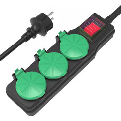 POWERTECH πολύπριζο PT-1070 3x schuko IP44 16A 1.5m μαύρο