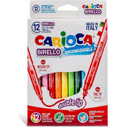 Carioca Birello Superwashable Double Tip Μαρκαδόροι Ζωγραφικής Σετ 12 Χρωματα