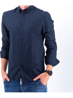 Celio Taoxprint Ανδρικό Πουκάμισο Βαμβακερό Μακρυμάνικο Κανονική Γραμμή Navy Μπλε