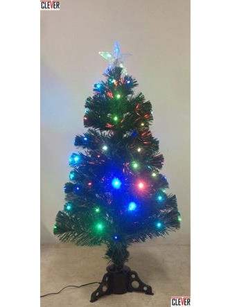 Χριστουγεννιάτικο δέντρο αυτοφωτιζόμενο ύψους 60cm με πολύχρωμα λαμπάκια led και οπτικές ίνες
