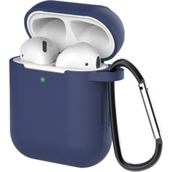 Case for AirPods 2 / AirPods 1 silicone soft case for headphones + keychain carabiner pendant blue (case D)
