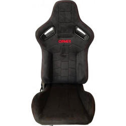 Carner Καθίσματα Bucket R8 Suede Alcantara Μαύρο με Κόκκινες Ραφές & Carner Logo Σετ 2τμχΚωδικός: 0019447