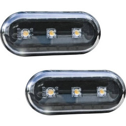 Πλαϊνά Φλας Φτερού Με 3 Led Black 2Τμχ