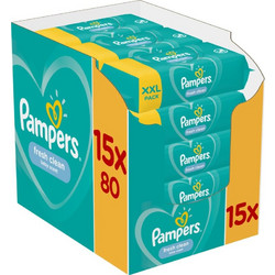 Pampers Fresh Clean Μωρομάντηλα Χωρίς Οινόπνευμα & Parabens 15x80τμχ