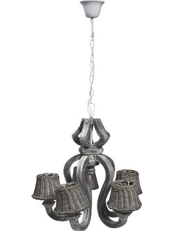 ESPIEL ΠΕΝΤΑΦΩΤΟΣ ΠΟΛΥΕΛΑΙΟΣ ΞΥΛΙΝΟΣ/RATTAN ΓΚΡΙ 58X58X58 ΚΩΔΙΚΟΣ: RIN309