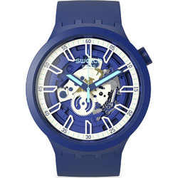 Swatch Ανδρικό Ρολόι με Μπλε Καουτσούκ Λουράκι SB01N102