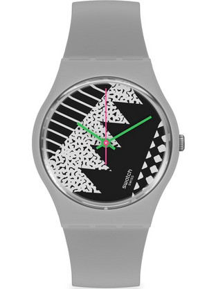 Swatch Γυναικείο Ρολόι με Γκρι Καουτσούκ Λουράκι SO32M102