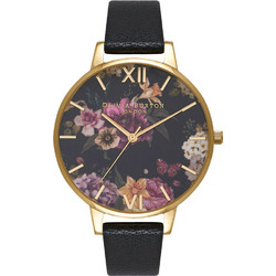 Olivia Burton Dark Bouquet Γυναικείο Ρολόι με Μαύρο Δερμάτινο Λουράκι OB16EG78