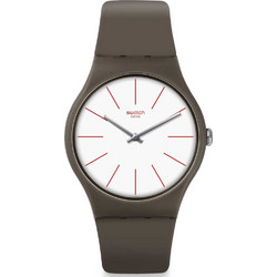 Swatch Ανδρικό Ρολόι με Καφέ Καουτσούκ Λουράκι SUOC107