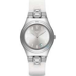 Swatch Lwd Γυναικείο Ρολόι με Λευκό Δερμάτινο Λουράκι YLS177