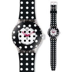 Swatch Dottami Γυναικείο Ρολόι με Μαύρο Καουτσούκ Λουράκι SUUK107