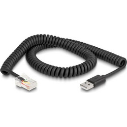 DeLock καλώδιο Usb σε RJ50 για Barcode scanner, spiral, 2m, μαύρο - (90602)