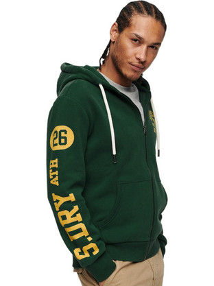 Superdry Ανδρική Ζακέτα Φούτερ με Κουκούλα και Φερμουάρ Πράσινη M2013150A-4PR